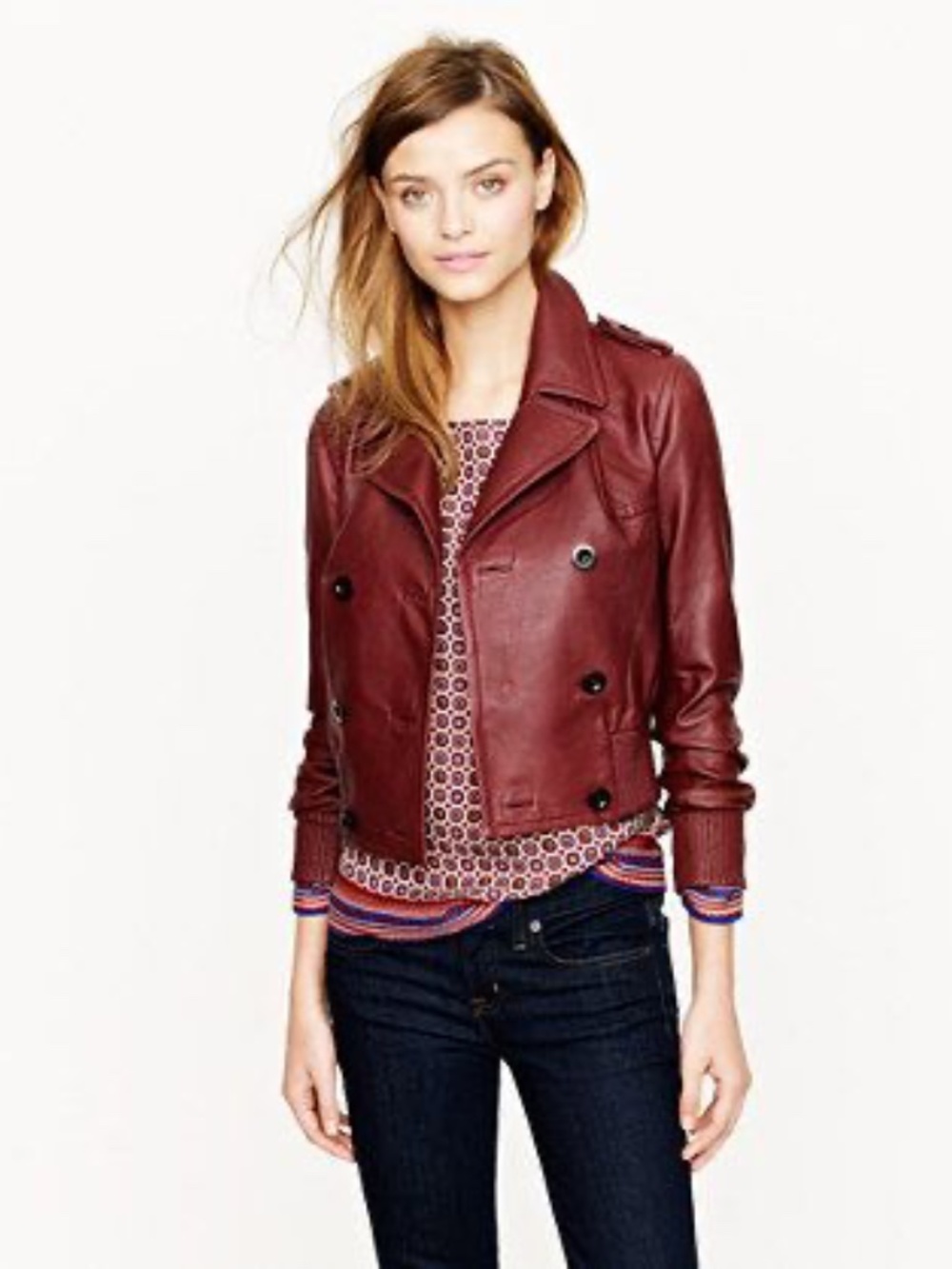 J.Crew Collection Leather Bomber in Burgundy - EUC - Picture 2 of 9